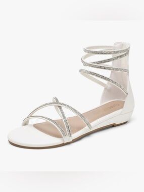 Dream Pairs White Rhinestone Strappy Gladiator Sandal